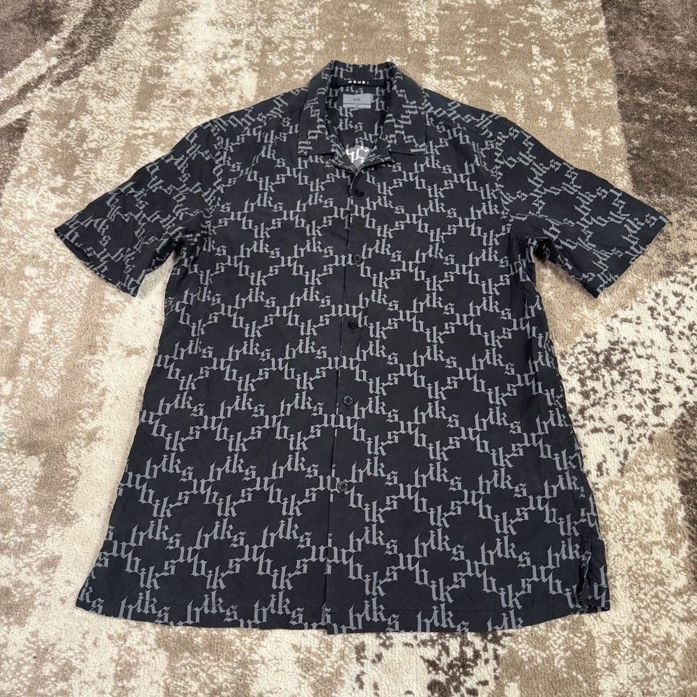 Ksubi Shirt Men's XS Black Kult Resort Short-Sleeve Button Up Camp AOP